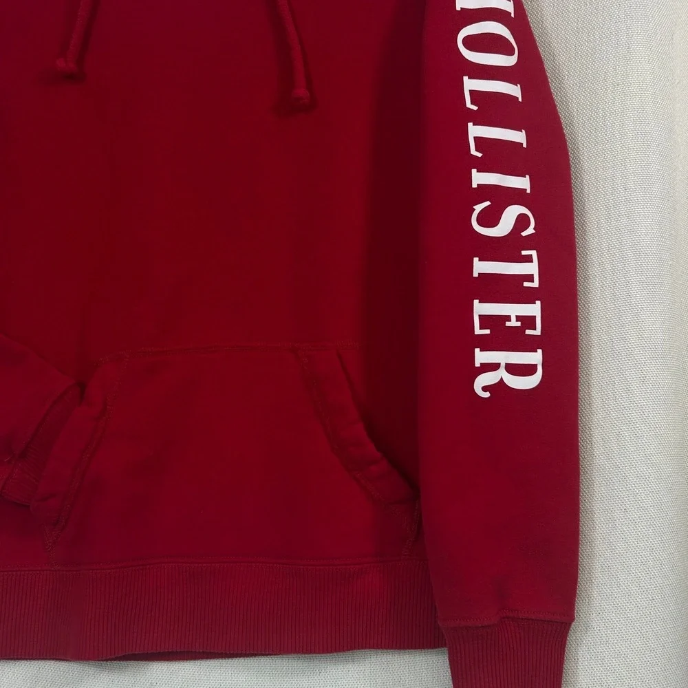 Hollister California Hoodie Womens S Red Floral Logo Sleeve Graphic  Sweatshirt